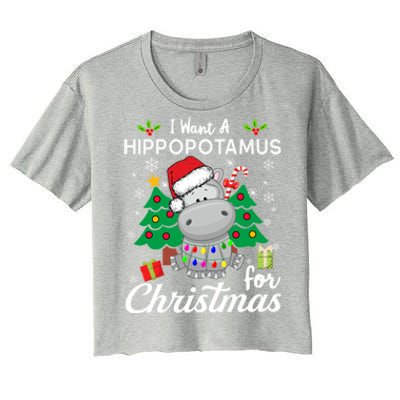 I Want A Hippopotamus For Christmas Xmas Hippo For Gift Women's Crop Top Tee