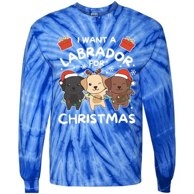 I Want A Labrador For Christmas Cute Dogs Great Gift Tie-Dye Long Sleeve Shirt