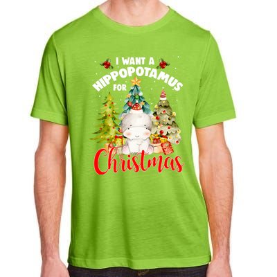 I Want A Hippopotamus For Christmas Xmas Tree Hippo Lover Gift Adult ChromaSoft Performance T-Shirt