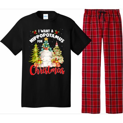 I Want A Hippopotamus For Christmas Xmas Tree Hippo Lover Gift Pajama Set