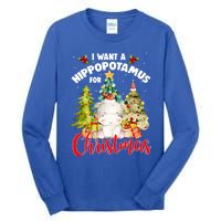 I Want A Hippopotamus For Christmas Xmas Tree Hippo Lover Gift Tall Long Sleeve T-Shirt