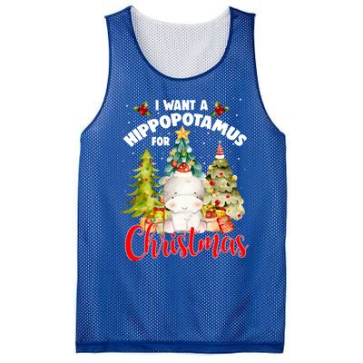 I Want A Hippopotamus For Christmas Xmas Tree Hippo Lover Gift Mesh Reversible Basketball Jersey Tank