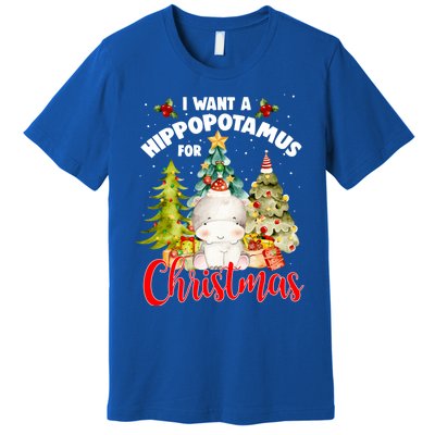 I Want A Hippopotamus For Christmas Xmas Tree Hippo Lover Gift Premium T-Shirt