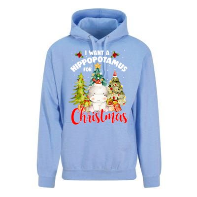 I Want A Hippopotamus For Christmas Xmas Tree Hippo Lover Gift Unisex Surf Hoodie