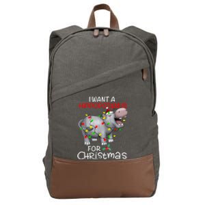 I Want A Hippopotamus For Christmas Xmas Hippo Cotton Canvas Backpack