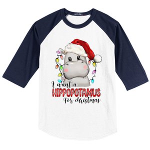 I Want A Hippopotamus For Christmas Xmas Baseball Sleeve Shirt