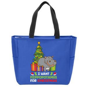 I Want A Hippopotamus For Christmas Xmas Hippo Gift Zip Tote Bag