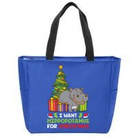 I Want A Hippopotamus For Christmas Xmas Hippo Gift Zip Tote Bag