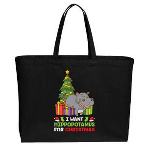 I Want A Hippopotamus For Christmas Xmas Hippo Gift Cotton Canvas Jumbo Tote