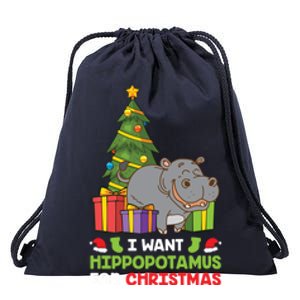 I Want A Hippopotamus For Christmas Xmas Hippo Gift Drawstring Bag