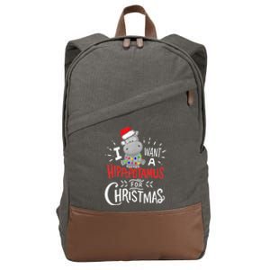 I Want A Hippopotamus For Christmas, Xmas Hippo TShirt Cotton Canvas Backpack