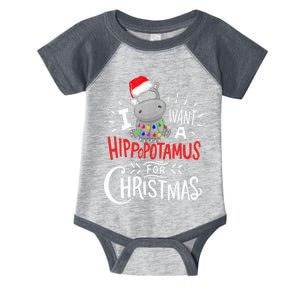 I Want A Hippopotamus For Christmas, Xmas Hippo TShirt Infant Baby Jersey Bodysuit