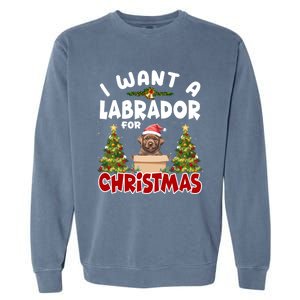 I Want A Labrador For Christmas Labs Mom Dog Lover Christmas Funny Gift Garment-Dyed Sweatshirt