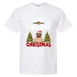 I Want A Labrador For Christmas Labs Mom Dog Lover Christmas Funny Gift Garment-Dyed Heavyweight T-Shirt