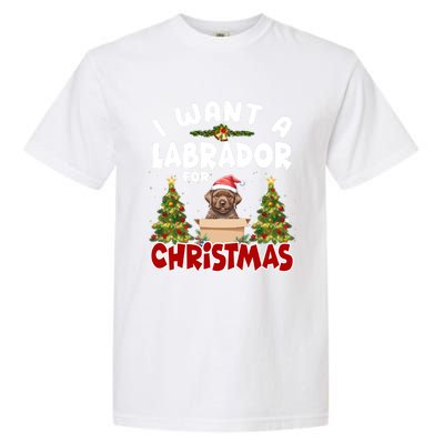 I Want A Labrador For Christmas Labs Mom Dog Lover Christmas Funny Gift Garment-Dyed Heavyweight T-Shirt