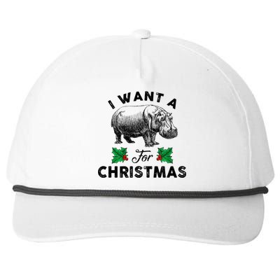 I Want A Hippopotamus For Christmas Xmas Hippo For Gift Snapback Five-Panel Rope Hat