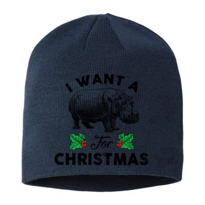 I Want A Hippopotamus For Christmas Xmas Hippo For Gift Sustainable Beanie