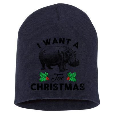 I Want A Hippopotamus For Christmas Xmas Hippo For Gift Short Acrylic Beanie