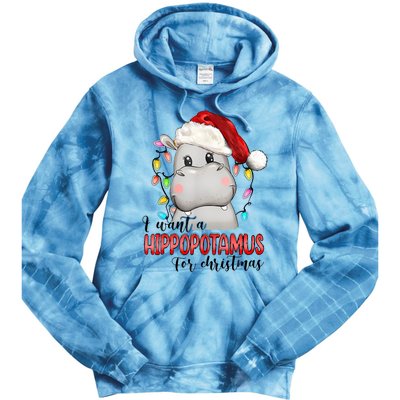 I Want A Hippopotamus For Christmas Xmas Hippo Lover Tie Dye Hoodie