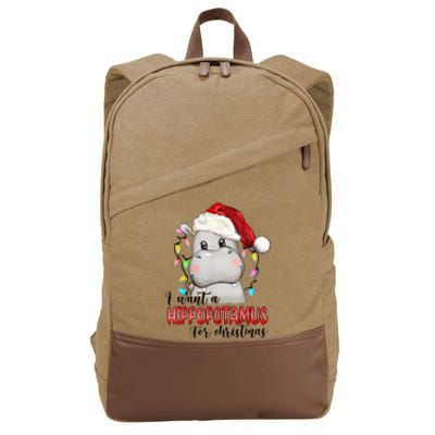 I Want A Hippopotamus For Christmas Xmas Hippo Lover Cotton Canvas Backpack