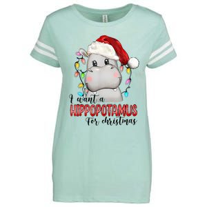 I Want A Hippopotamus For Christmas Xmas Hippo Lover Enza Ladies Jersey Football T-Shirt