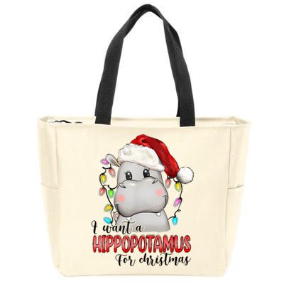 I Want A Hippopotamus For Christmas Xmas Hippo Lover Zip Tote Bag