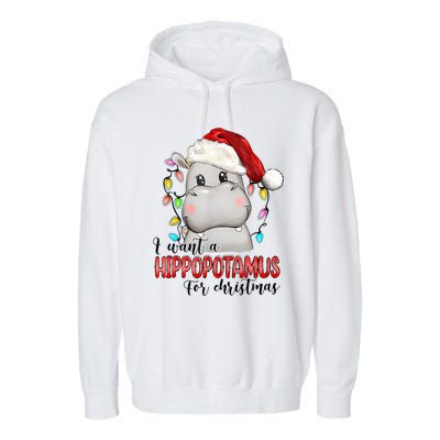 I Want A Hippopotamus For Christmas Xmas Hippo Lover Garment-Dyed Fleece Hoodie