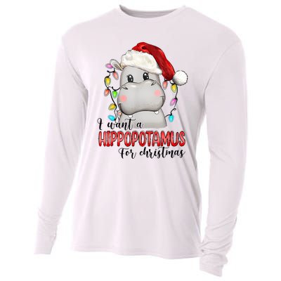 I Want A Hippopotamus For Christmas Xmas Hippo Lover Cooling Performance Long Sleeve Crew