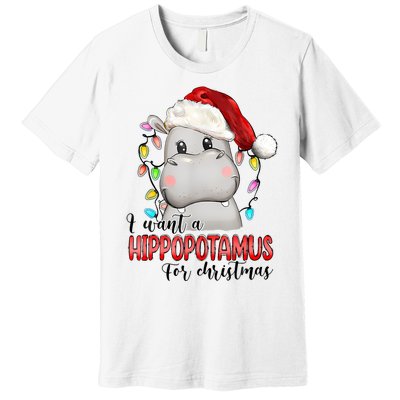 I Want A Hippopotamus For Christmas Xmas Hippo Lover Premium T-Shirt