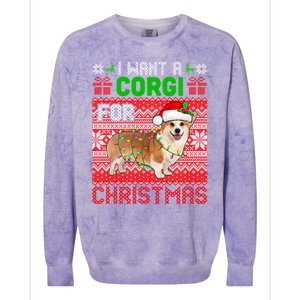 I Want A Corgi For Christmas Santa Dog Lover Owner Gift Colorblast Crewneck Sweatshirt