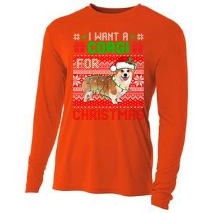 I Want A Corgi For Christmas Santa Dog Lover Owner Gift Cooling Performance Long Sleeve Crew