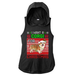 I Want A Corgi For Christmas Santa Dog Lover Owner Gift Ladies PosiCharge Tri-Blend Wicking Draft Hoodie Tank