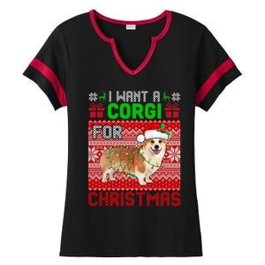 I Want A Corgi For Christmas Santa Dog Lover Owner Gift Ladies Halftime Notch Neck Tee