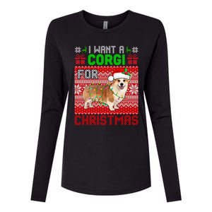 I Want A Corgi For Christmas Santa Dog Lover Owner Gift Womens Cotton Relaxed Long Sleeve T-Shirt