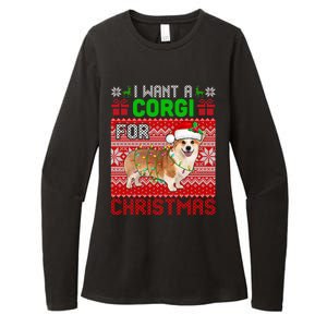 I Want A Corgi For Christmas Santa Dog Lover Owner Gift Womens CVC Long Sleeve Shirt