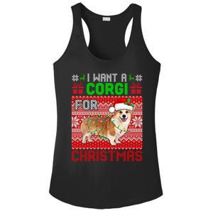 I Want A Corgi For Christmas Santa Dog Lover Owner Gift Ladies PosiCharge Competitor Racerback Tank