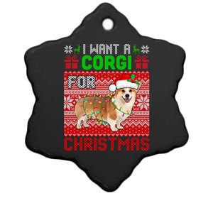 I Want A Corgi For Christmas Santa Dog Lover Owner Gift Ceramic Star Ornament