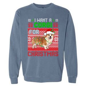 I Want A Corgi For Christmas Santa Dog Lover Owner Gift Garment-Dyed Sweatshirt