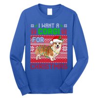 I Want A Corgi For Christmas Santa Dog Lover Owner Gift Long Sleeve Shirt