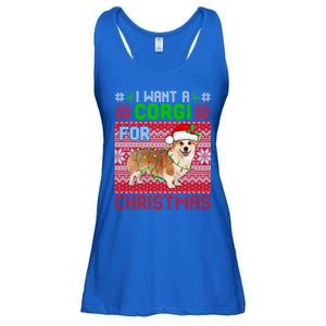 I Want A Corgi For Christmas Santa Dog Lover Owner Gift Ladies Essential Flowy Tank