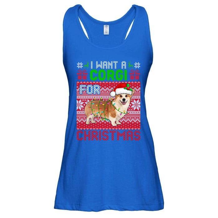 I Want A Corgi For Christmas Santa Dog Lover Owner Gift Ladies Essential Flowy Tank