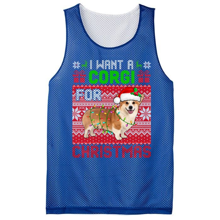 I Want A Corgi For Christmas Santa Dog Lover Owner Gift Mesh Reversible Basketball Jersey Tank