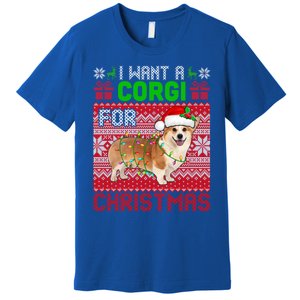 I Want A Corgi For Christmas Santa Dog Lover Owner Gift Premium T-Shirt