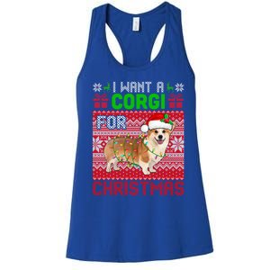 I Want A Corgi For Christmas Santa Dog Lover Owner Gift Women's Racerback Tank