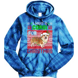 I Want A Corgi For Christmas Santa Dog Lover Owner Gift Tie Dye Hoodie