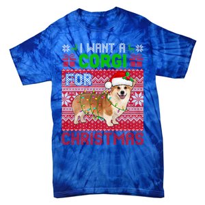 I Want A Corgi For Christmas Santa Dog Lover Owner Gift Tie-Dye T-Shirt