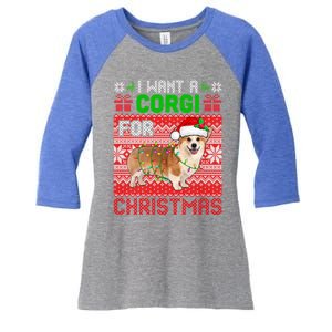 I Want A Corgi For Christmas Santa Dog Lover Owner Gift Women's Tri-Blend 3/4-Sleeve Raglan Shirt