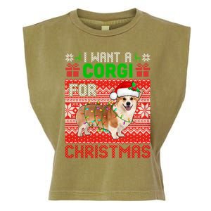 I Want A Corgi For Christmas Santa Dog Lover Owner Gift Garment-Dyed Women's Muscle Tee