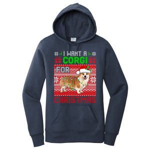 I Want A Corgi For Christmas Santa Dog Lover Owner Gift Women's Pullover Hoodie