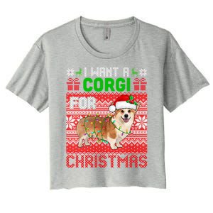 I Want A Corgi For Christmas Santa Dog Lover Owner Gift Women's Crop Top Tee